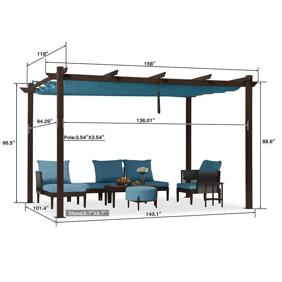 PURPLE LEAF Pergola Outdoor Retractable Metal Pergola with Canopy Patio Pergola with Shade Cover for Garden Pool Yard Beach Deck - Image 93