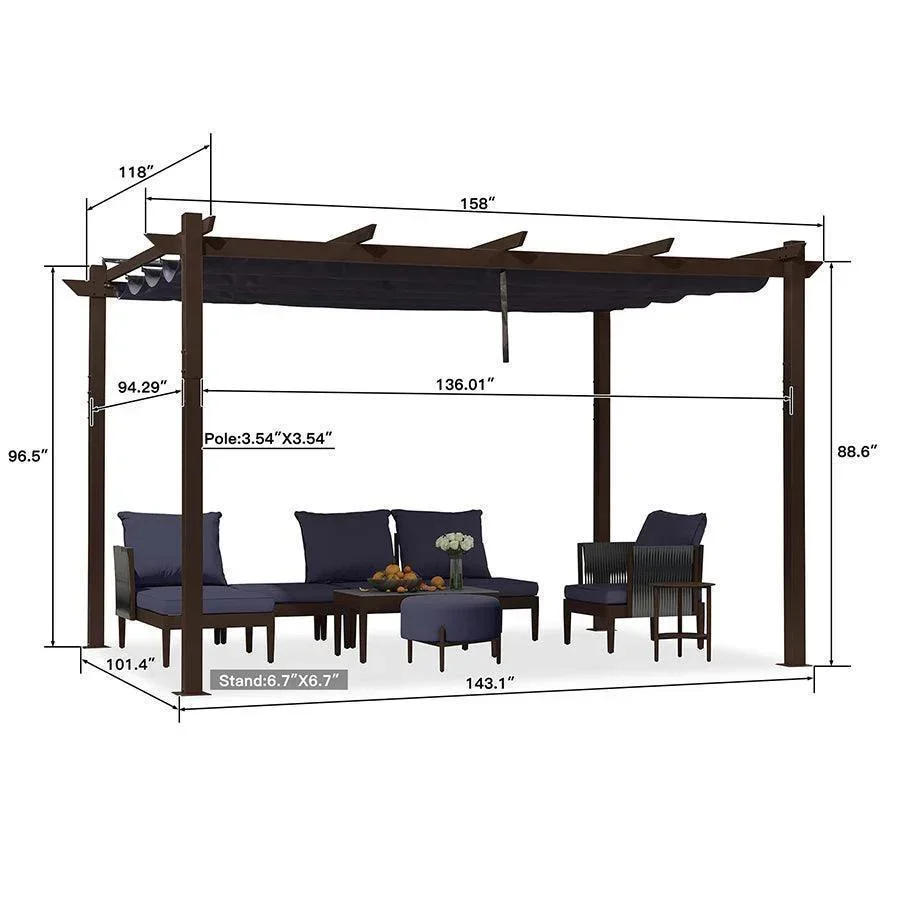 PURPLE LEAF Pergola Outdoor Retractable Metal Pergola with Canopy Patio Pergola with Shade Cover for Garden Pool Yard Beach Deck - Image 94
