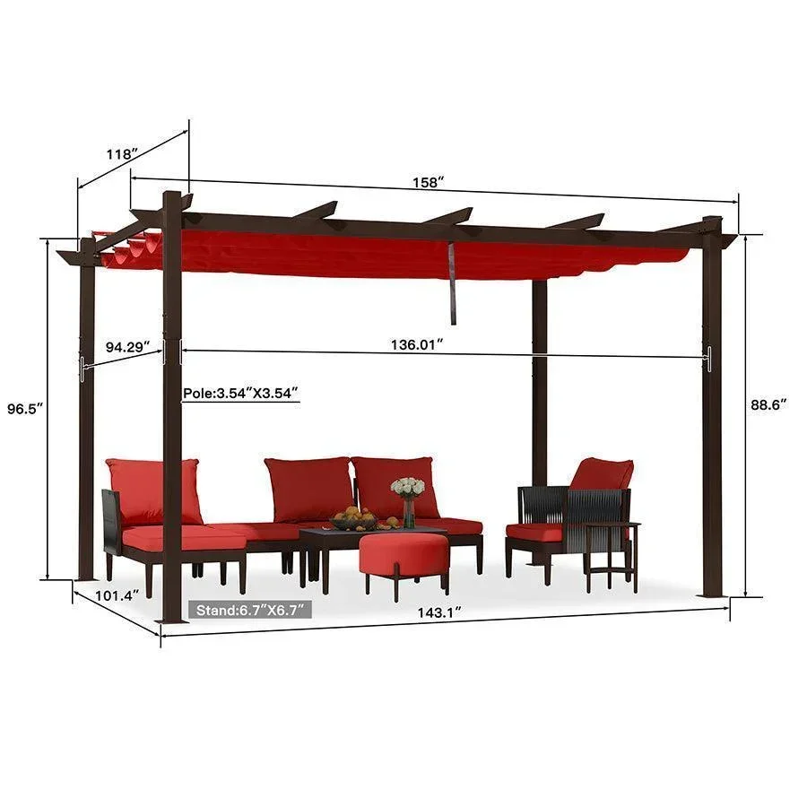 PURPLE LEAF Pergola Outdoor Retractable Metal Pergola with Canopy Patio Pergola with Shade Cover for Garden Pool Yard Beach Deck - Image 97