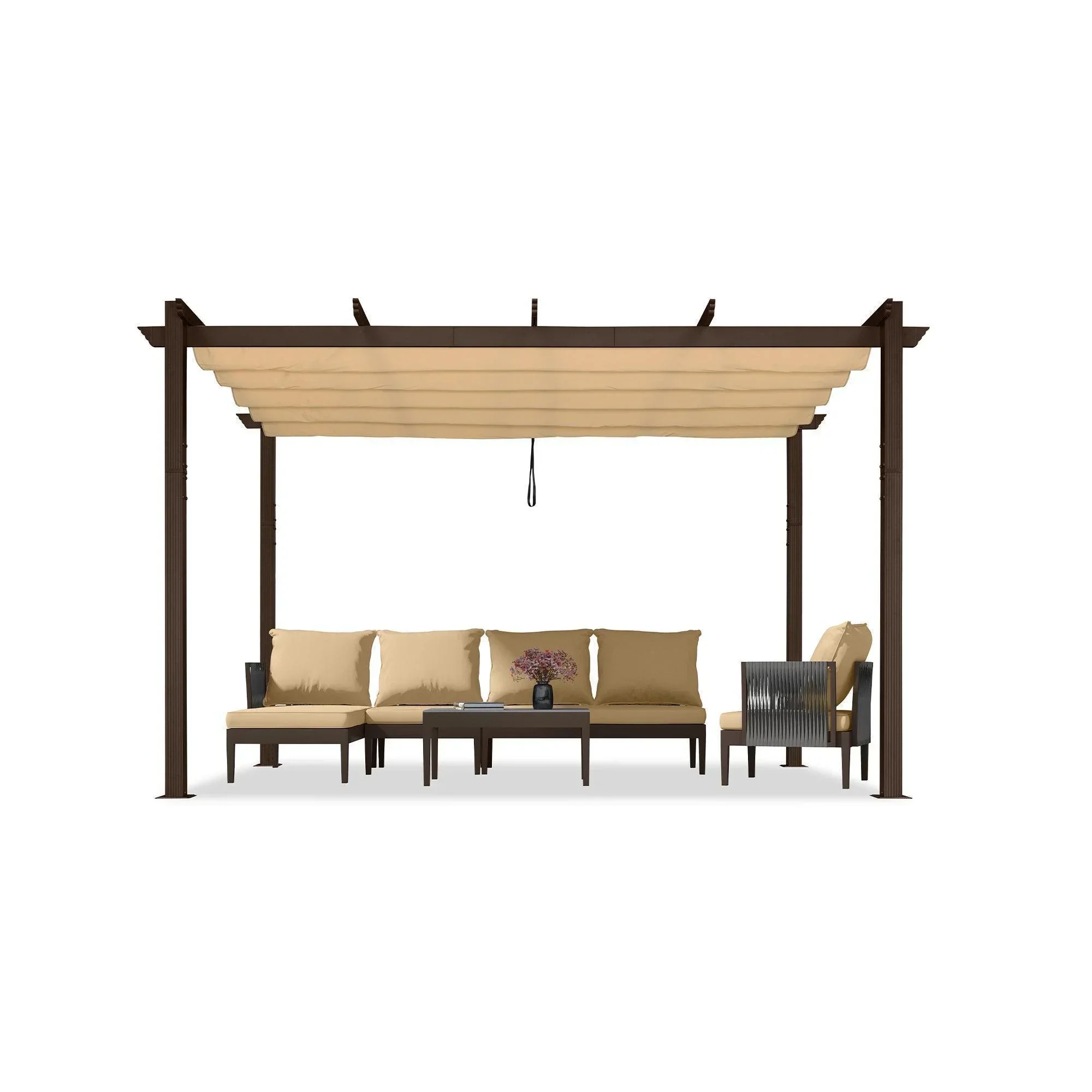 PURPLE LEAF Pergola Outdoor Retractable Metal Pergola with Canopy Patio Pergola with Shade Cover for Garden Pool Yard Beach Deck - Image 98