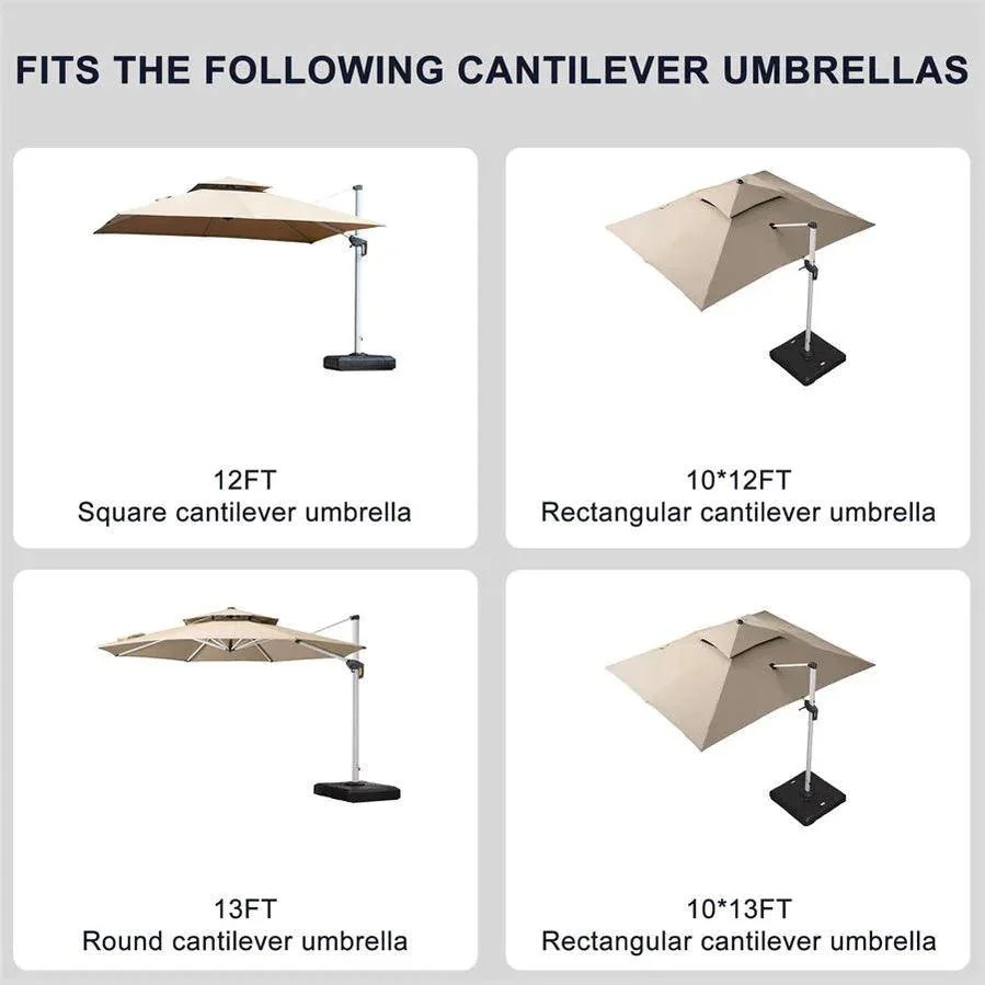 PURPLE LEAF Outdoor Patio Umbrella with Base, Cantilever Umbrellas for Garden, Grey - Image 108