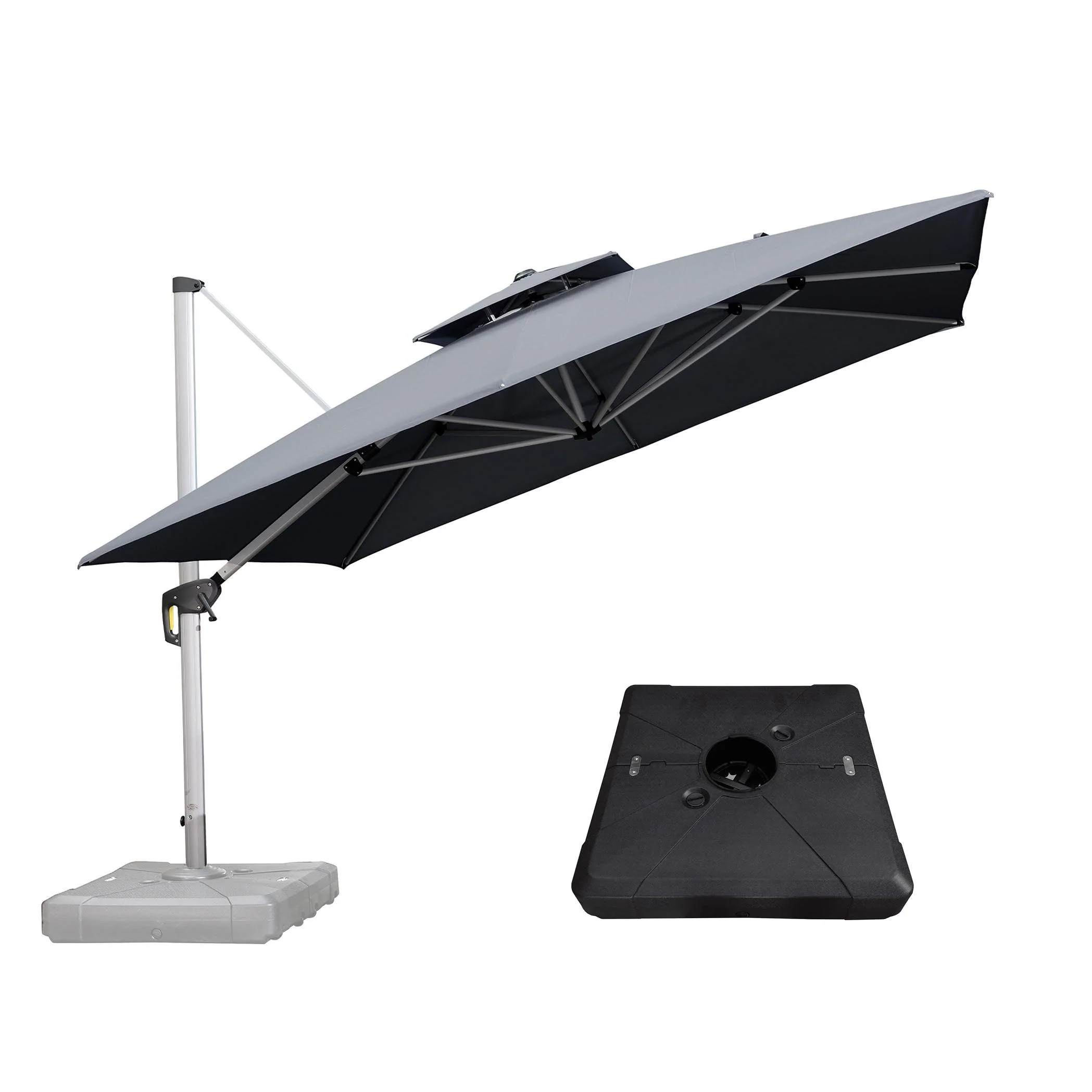 PURPLE LEAF Outdoor Patio Umbrella with Base, Cantilever Umbrellas for Garden, Grey - Image 11