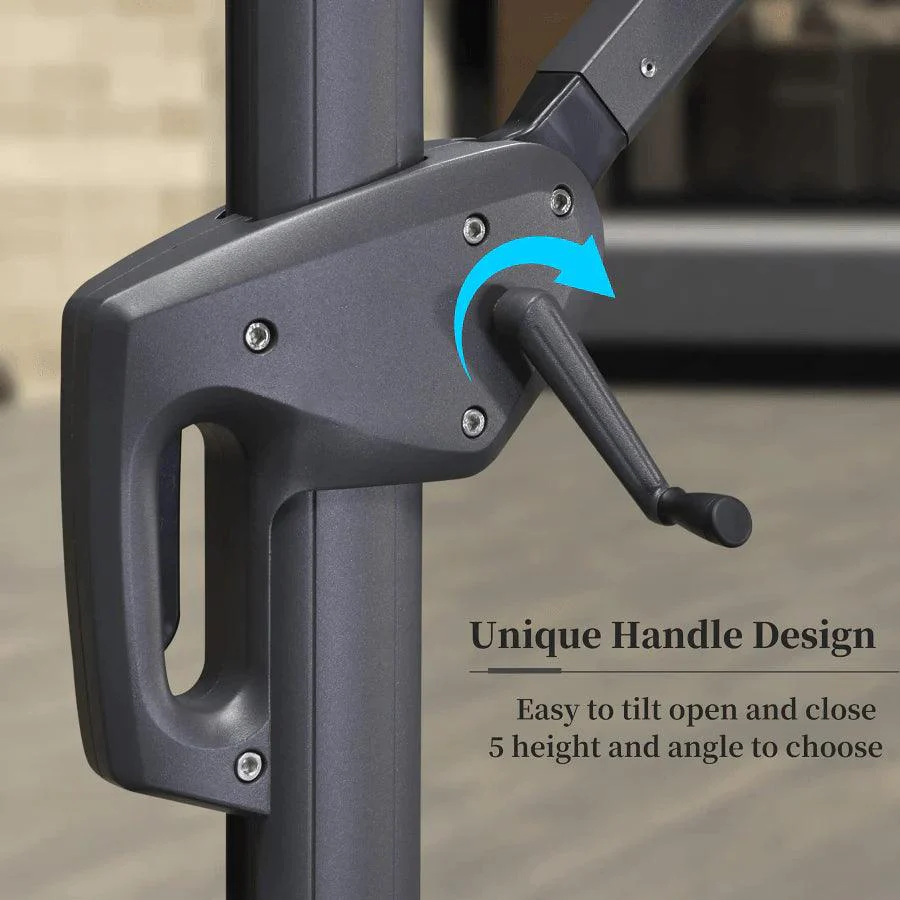 PURPLE LEAF Outdoor Patio Umbrella with Base, Cantilever Umbrellas for Garden, Grey - Image 112