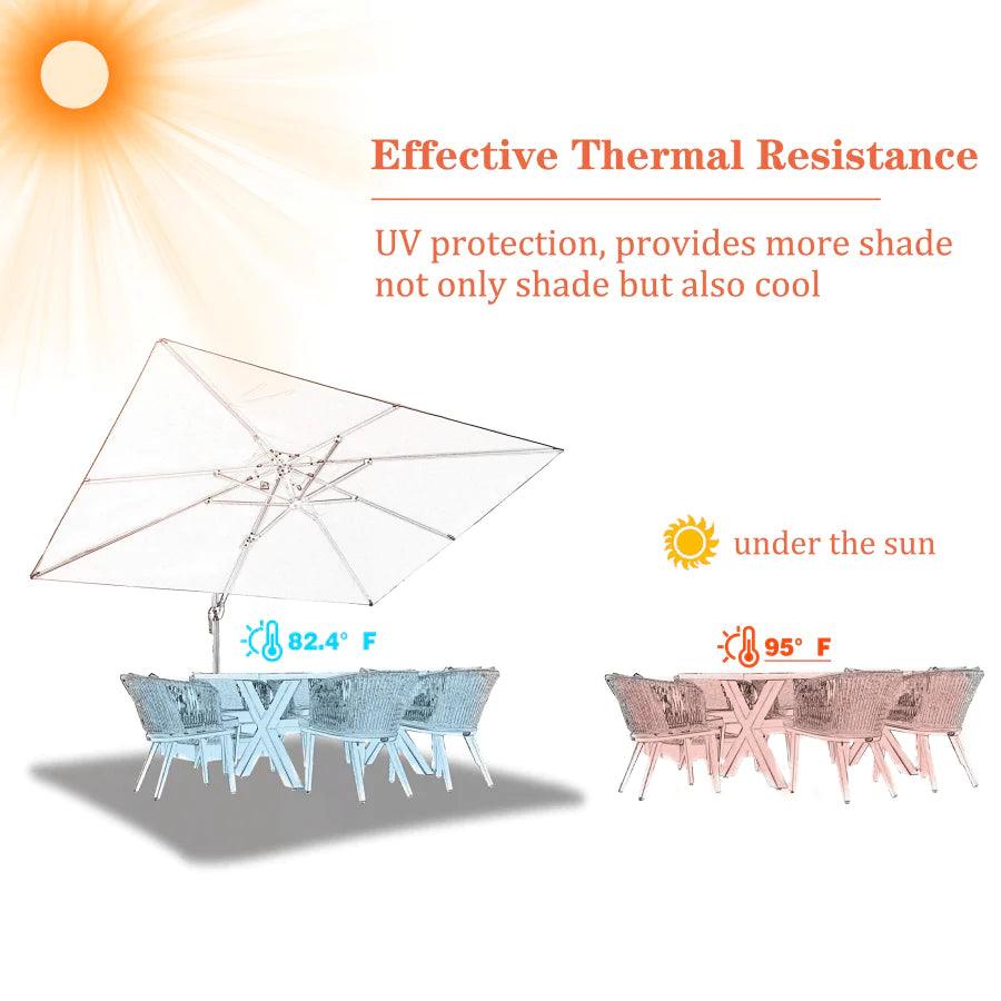 PURPLE LEAF Outdoor Patio Umbrella with Base, Cantilever Umbrellas for Garden, Grey - Image 115