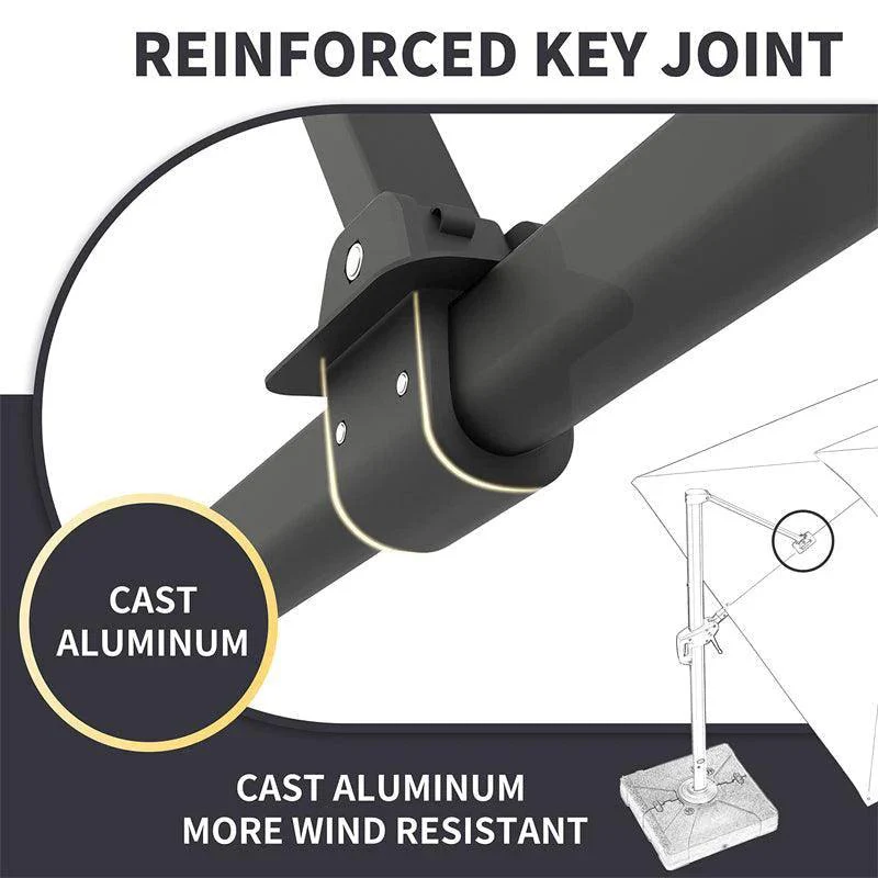 PURPLE LEAF Outdoor Patio Umbrella with Base, Cantilever Umbrellas for Garden, Grey - Image 120