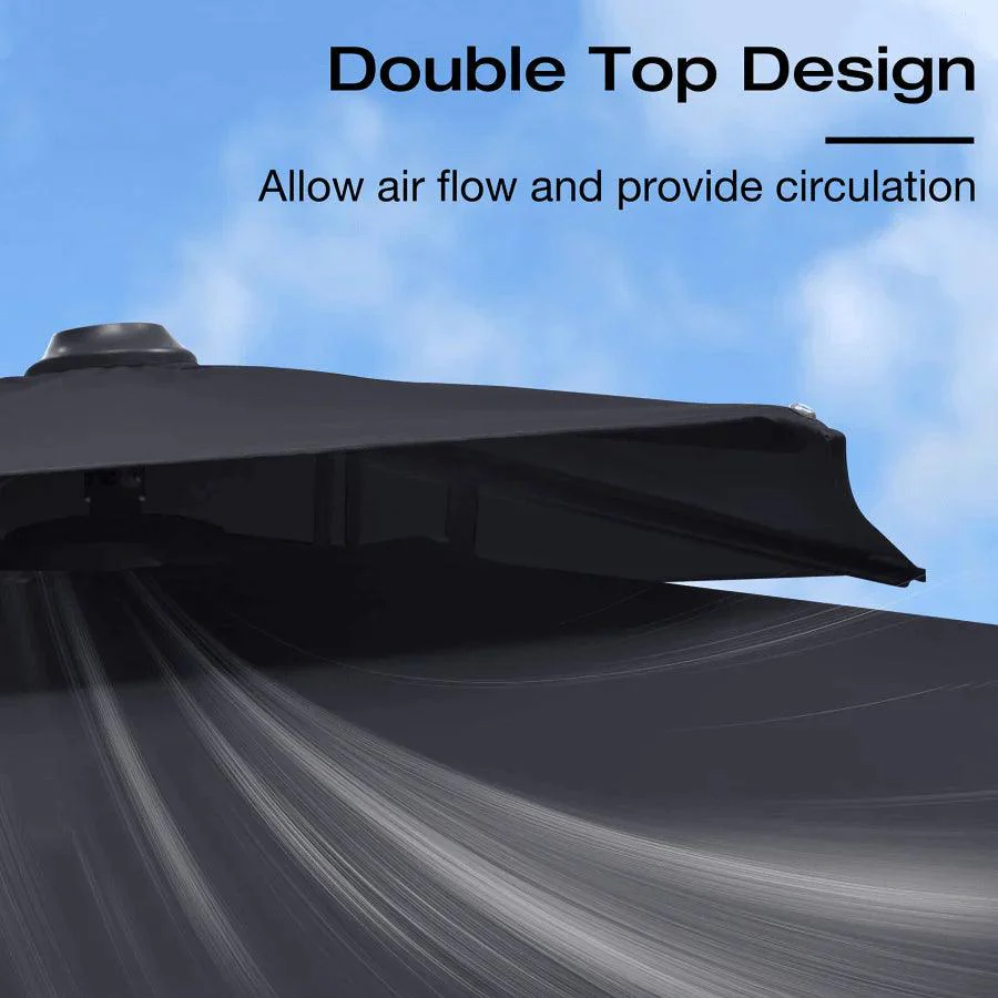 PURPLE LEAF Outdoor Patio Umbrella with Base, Cantilever Umbrellas for Garden, Grey - Image 121