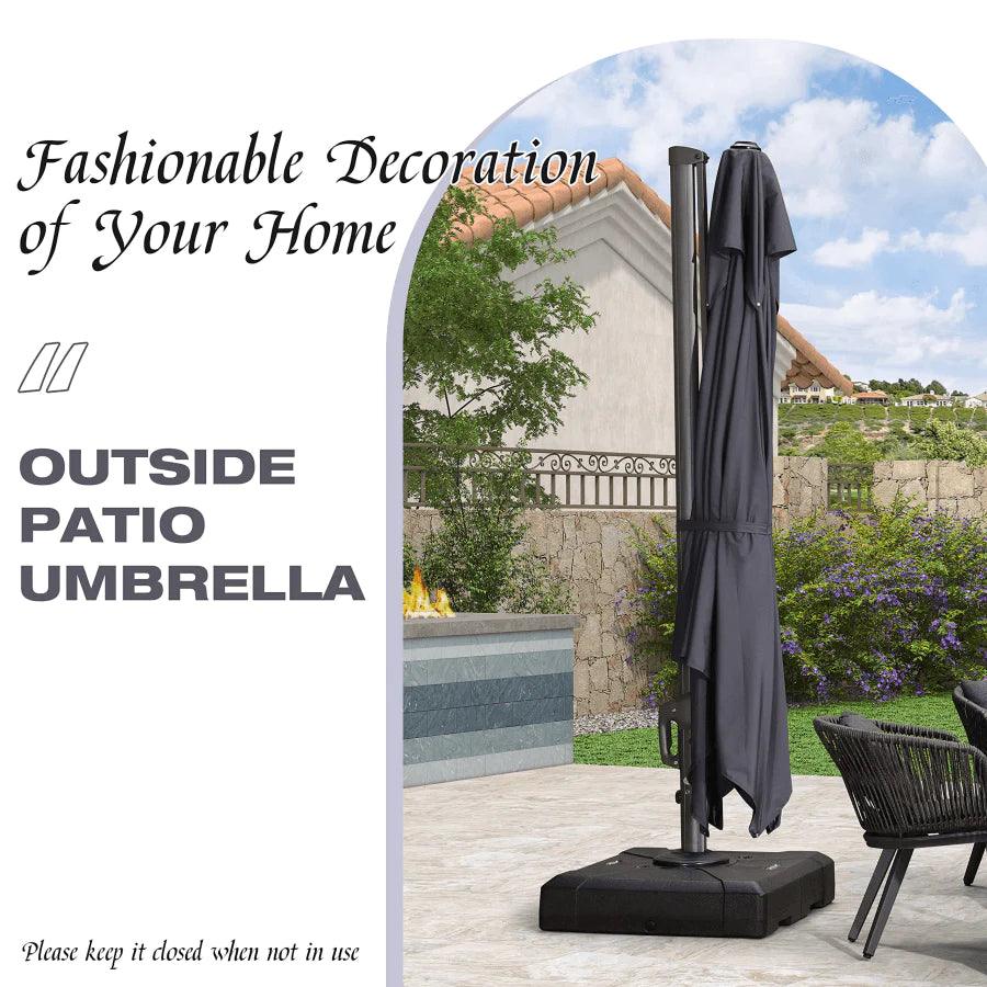PURPLE LEAF Outdoor Patio Umbrella with Base, Cantilever Umbrellas for Garden, Grey - Image 122