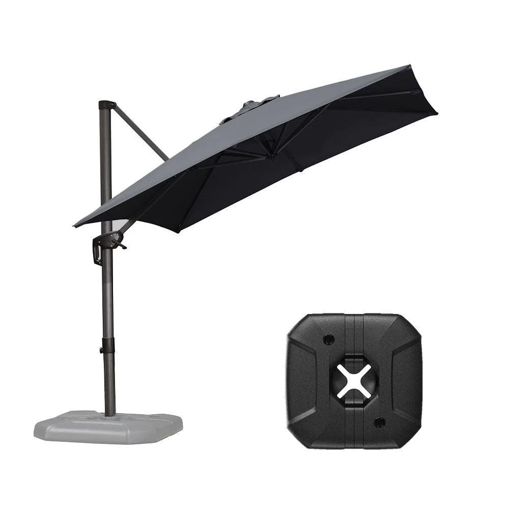 PURPLE LEAF Outdoor Patio Umbrella with Base, Cantilever Umbrellas for Garden, Grey - Image 124