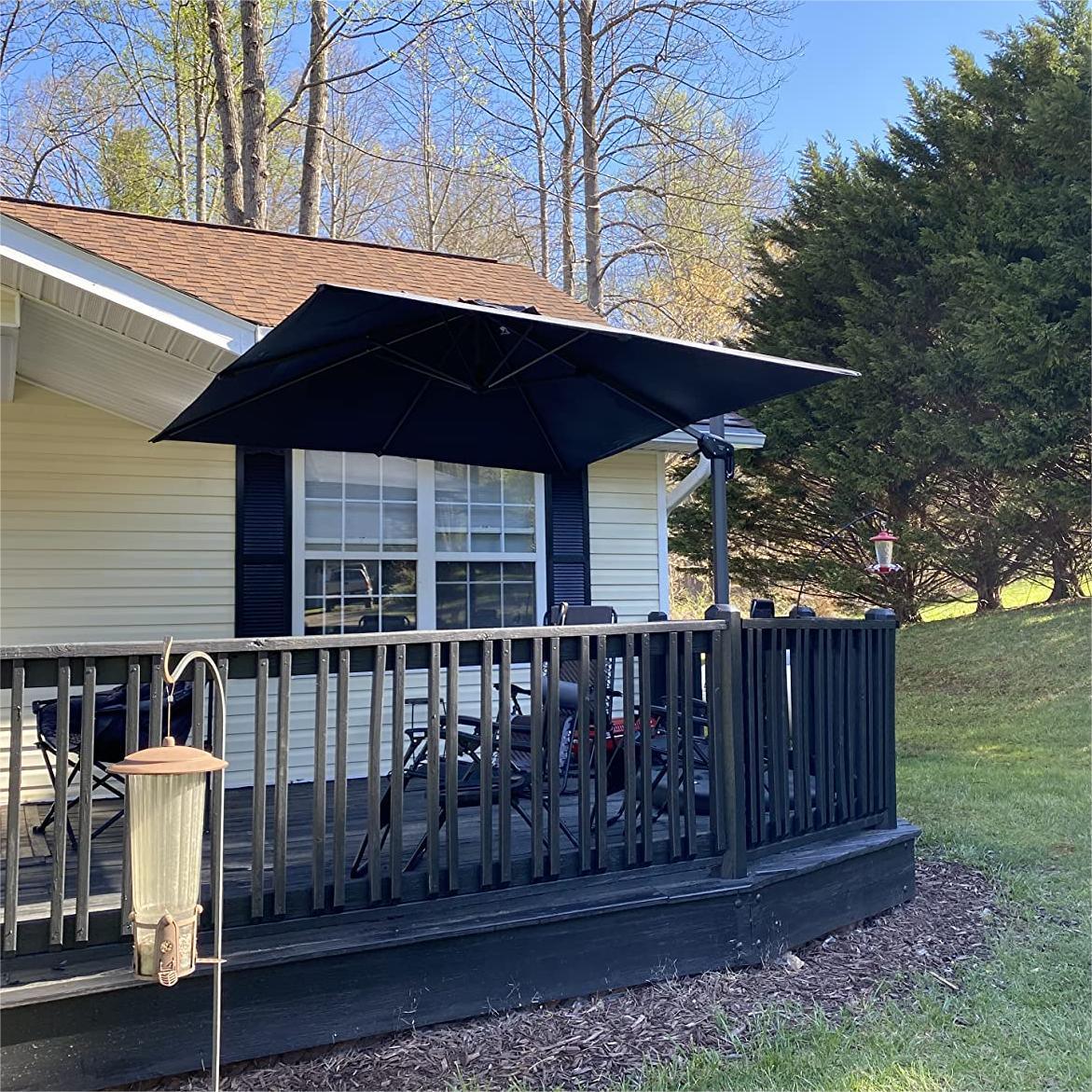 PURPLE LEAF Outdoor Patio Umbrella with Base, Cantilever Umbrellas for Garden, Grey - Image 127