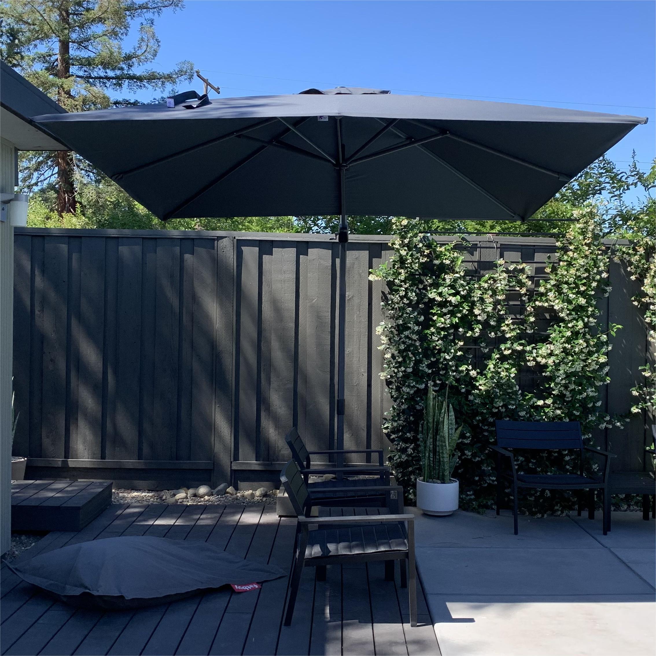 PURPLE LEAF Outdoor Patio Umbrella with Base, Cantilever Umbrellas for Garden, Grey - Image 128