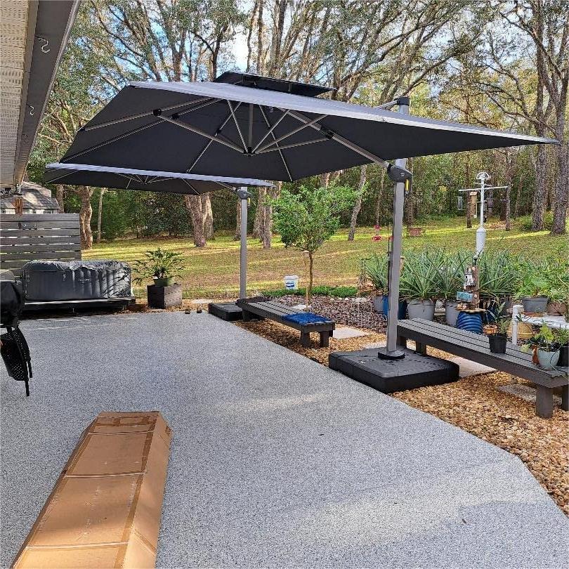 PURPLE LEAF Outdoor Patio Umbrella with Base, Cantilever Umbrellas for Garden, Grey - Image 135