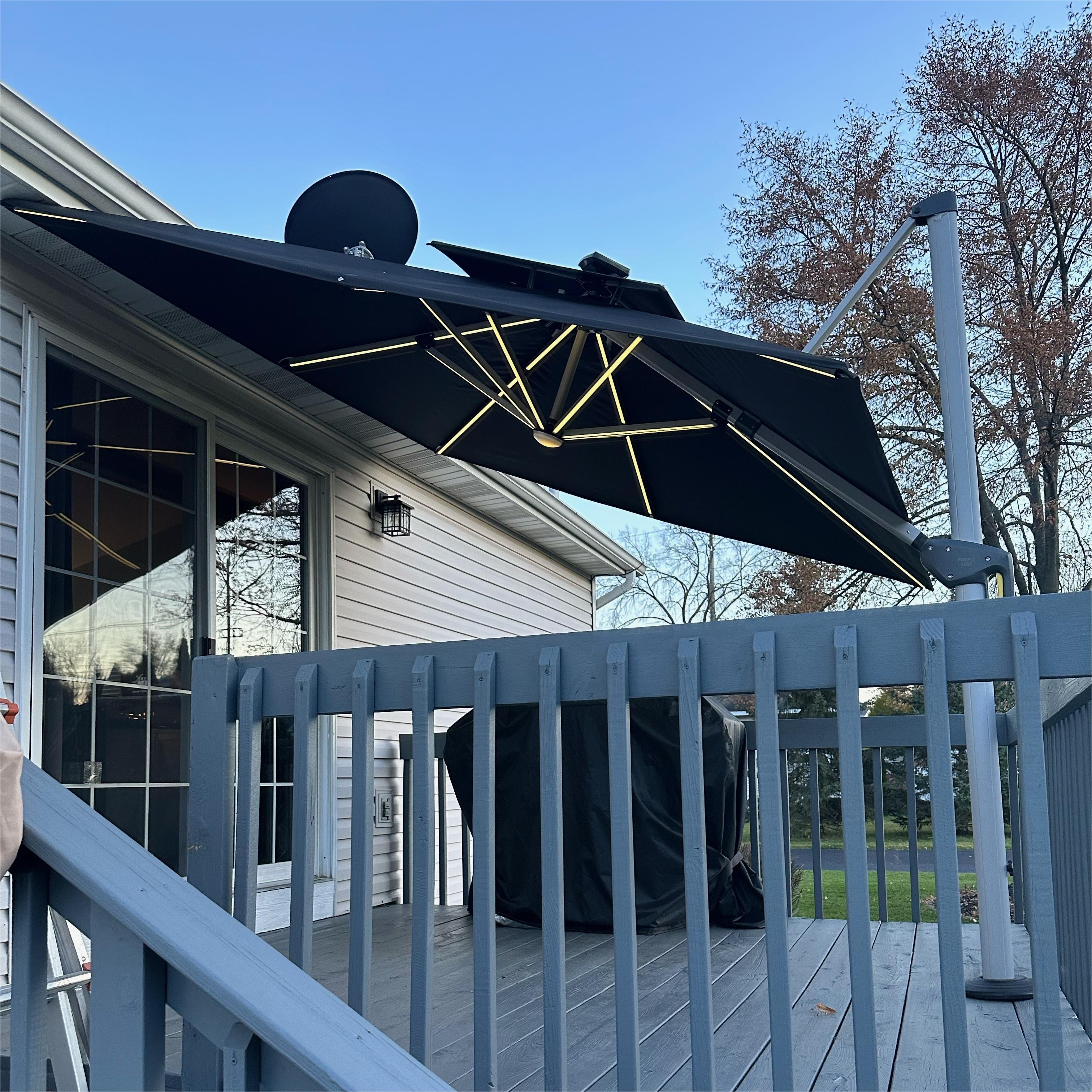 PURPLE LEAF Outdoor Patio Umbrella with Base, Cantilever Umbrellas for Garden, Grey - Image 143