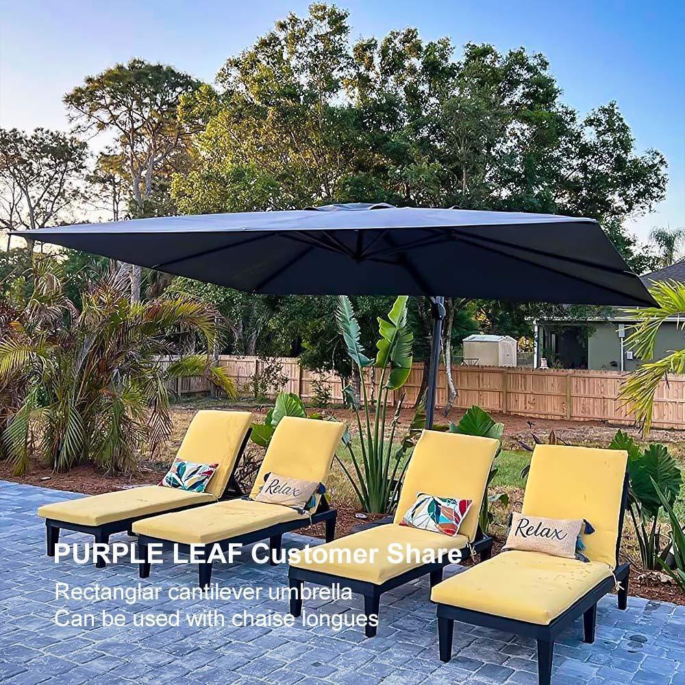 PURPLE LEAF Outdoor Patio Umbrella with Base, Cantilever Umbrellas for Garden, Grey - Image 151