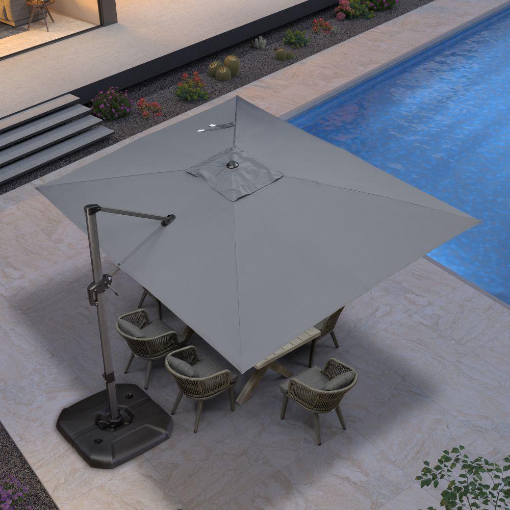 PURPLE LEAF Outdoor Patio Umbrella with Base, Cantilever Umbrellas for Garden, Grey - Image 154
