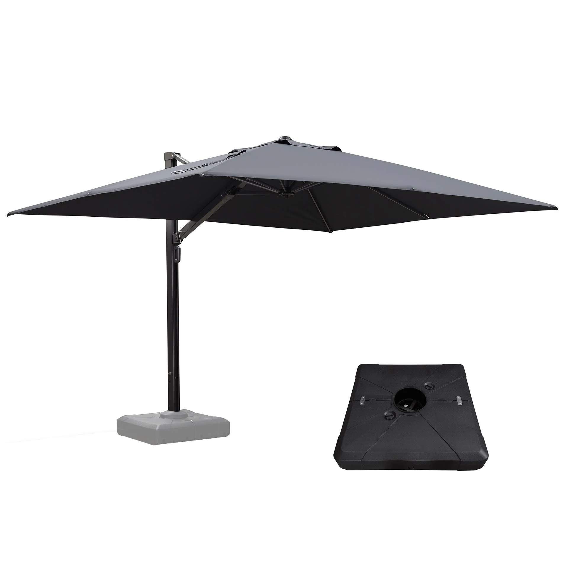 PURPLE LEAF Outdoor Patio Umbrella with Base, Cantilever Umbrellas for Garden, Grey - Image 16