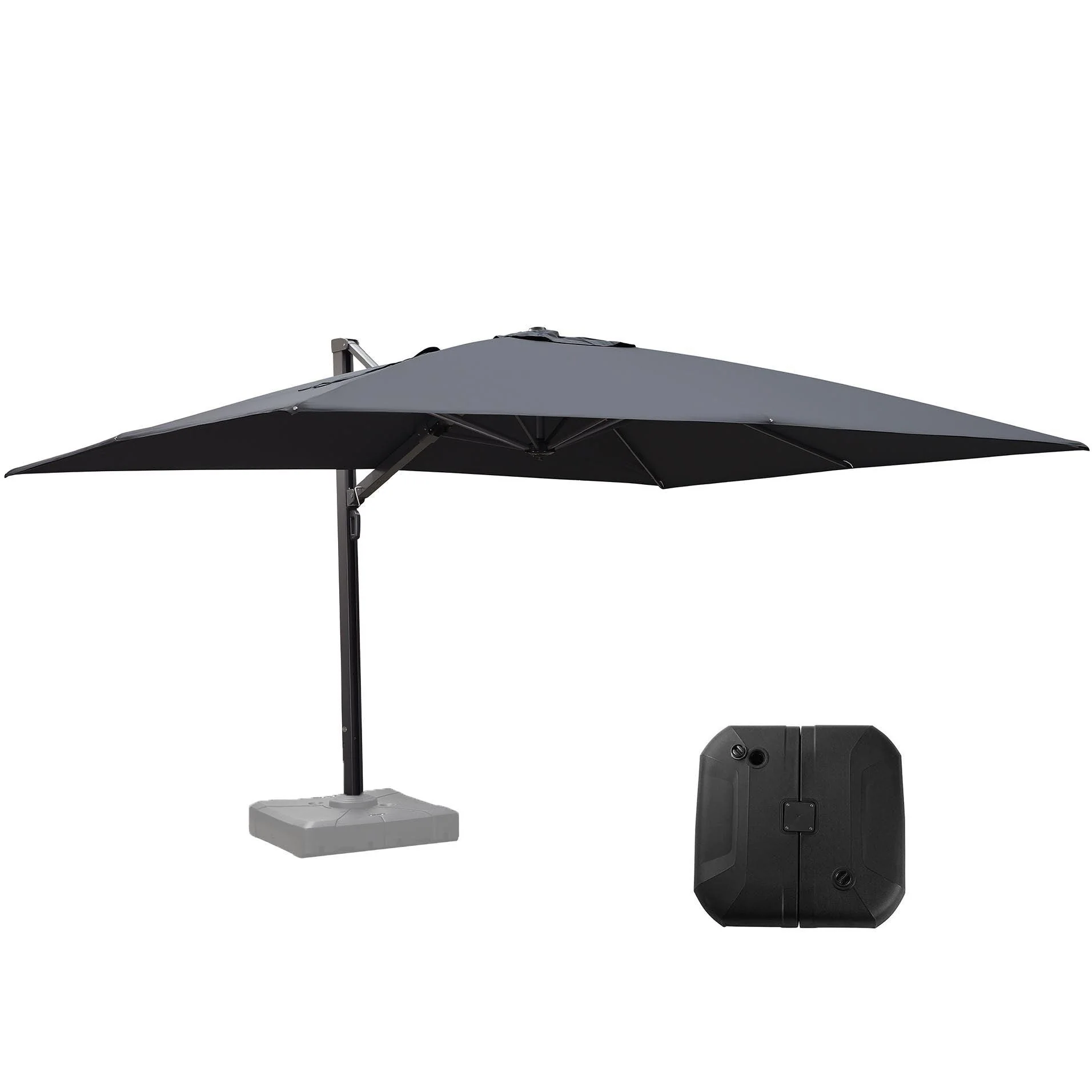 PURPLE LEAF Outdoor Patio Umbrella with Base, Cantilever Umbrellas for Garden, Grey - Image 17