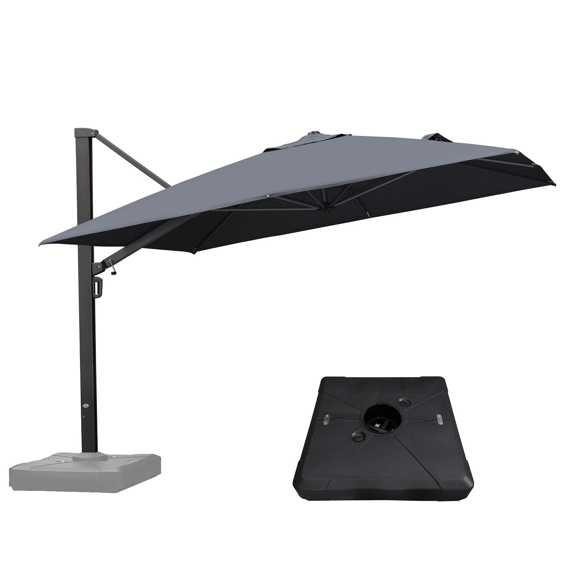 PURPLE LEAF Outdoor Patio Umbrella with Base, Cantilever Umbrellas for Garden, Grey - Image 18