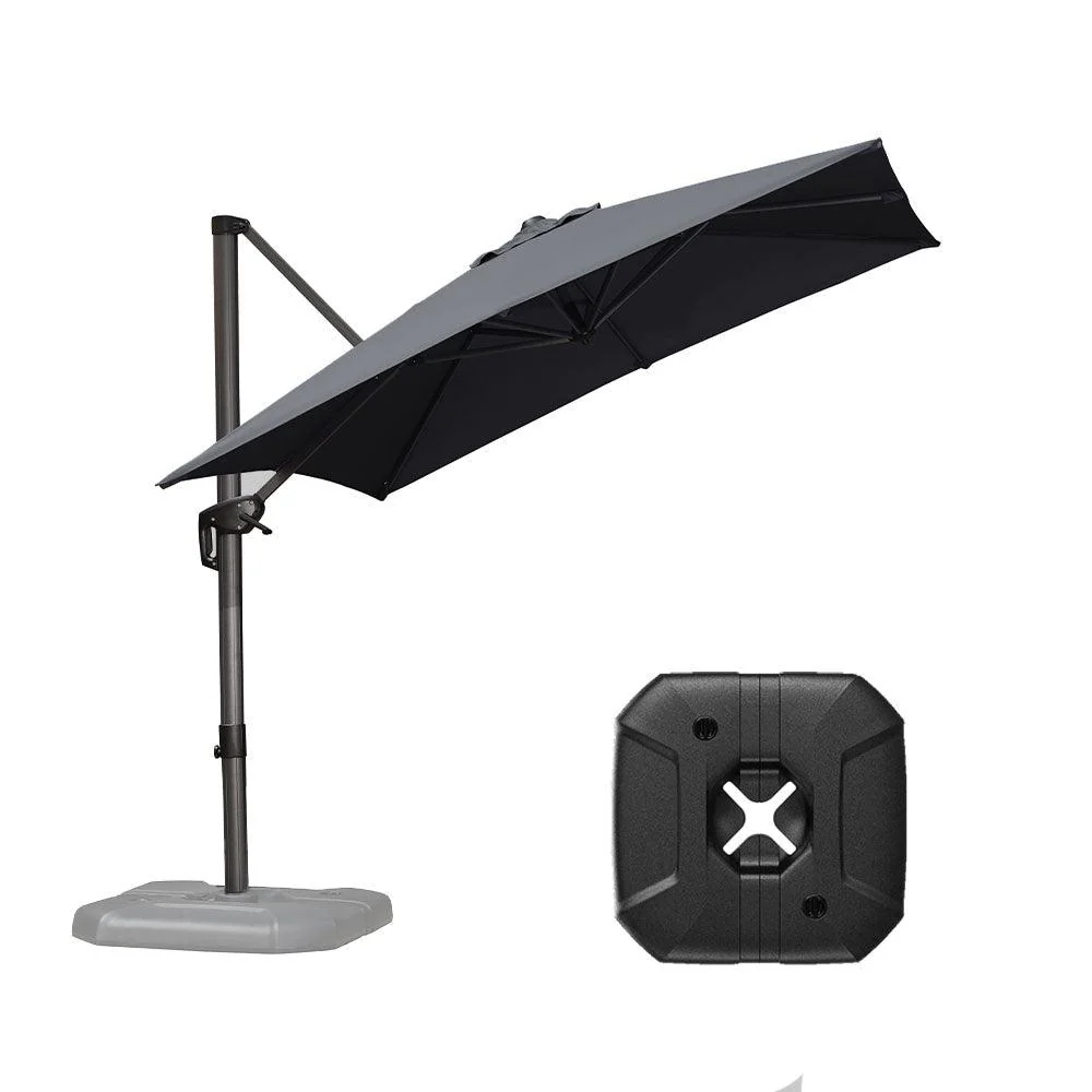 PURPLE LEAF Outdoor Patio Umbrella with Base, Cantilever Umbrellas for Garden, Grey - Image 3