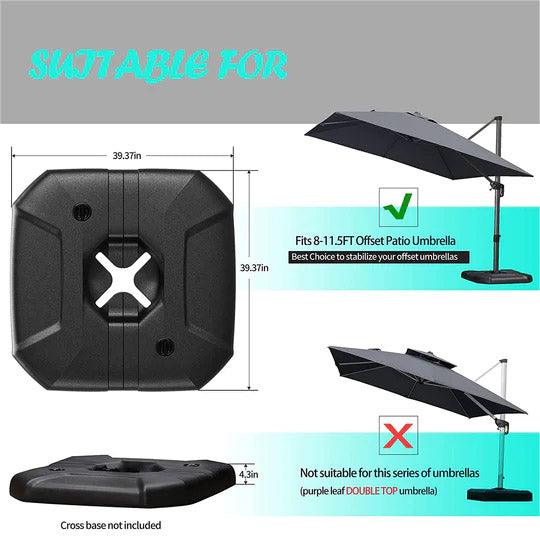 PURPLE LEAF Outdoor Patio Umbrella with Base, Cantilever Umbrellas for Garden, Grey - Image 30