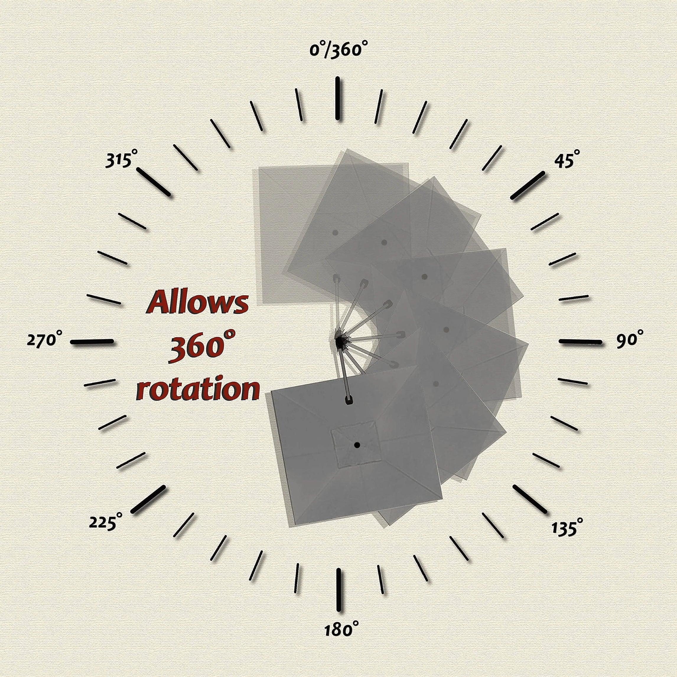 PURPLE LEAF Outdoor Patio Umbrella with Base, Cantilever Umbrellas for Garden, Grey - Image 33