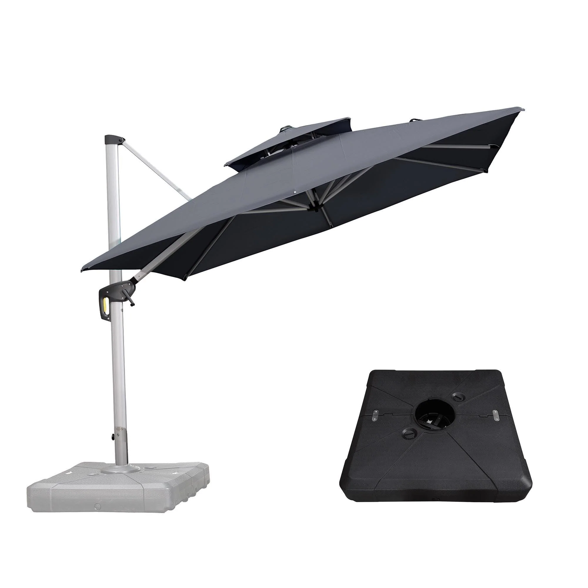 PURPLE LEAF Outdoor Patio Umbrella with Base, Cantilever Umbrellas for Garden, Grey - Image 36