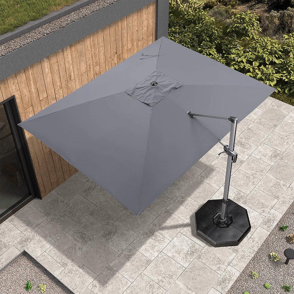 PURPLE LEAF Outdoor Patio Umbrella with Base, Cantilever Umbrellas for Garden, Grey - Image 38