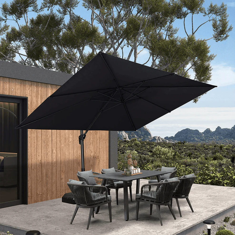 PURPLE LEAF Outdoor Patio Umbrella with Base, Cantilever Umbrellas for Garden, Grey - Image 39