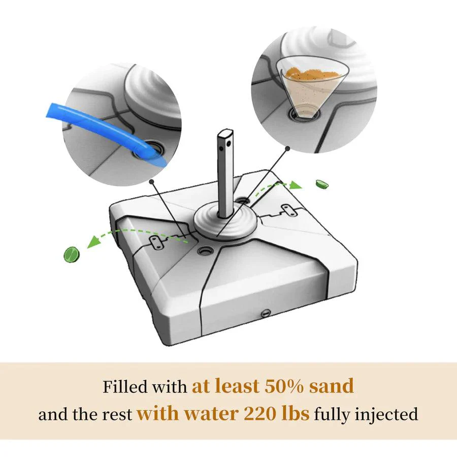 PURPLE LEAF Outdoor Patio Umbrella with Base, Cantilever Umbrellas for Garden, Grey - Image 49