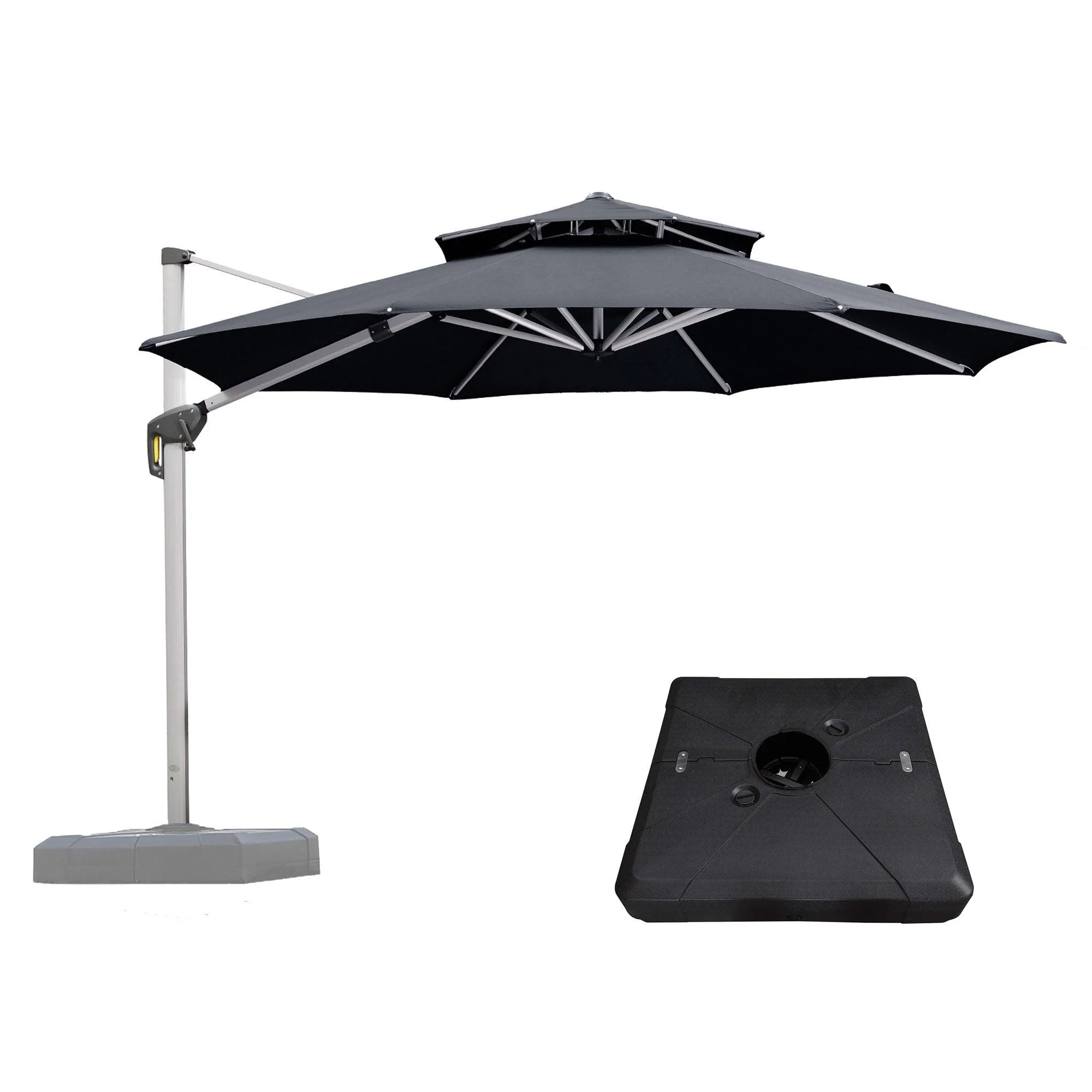 PURPLE LEAF Outdoor Patio Umbrella with Base, Cantilever Umbrellas for Garden, Grey - Image 5