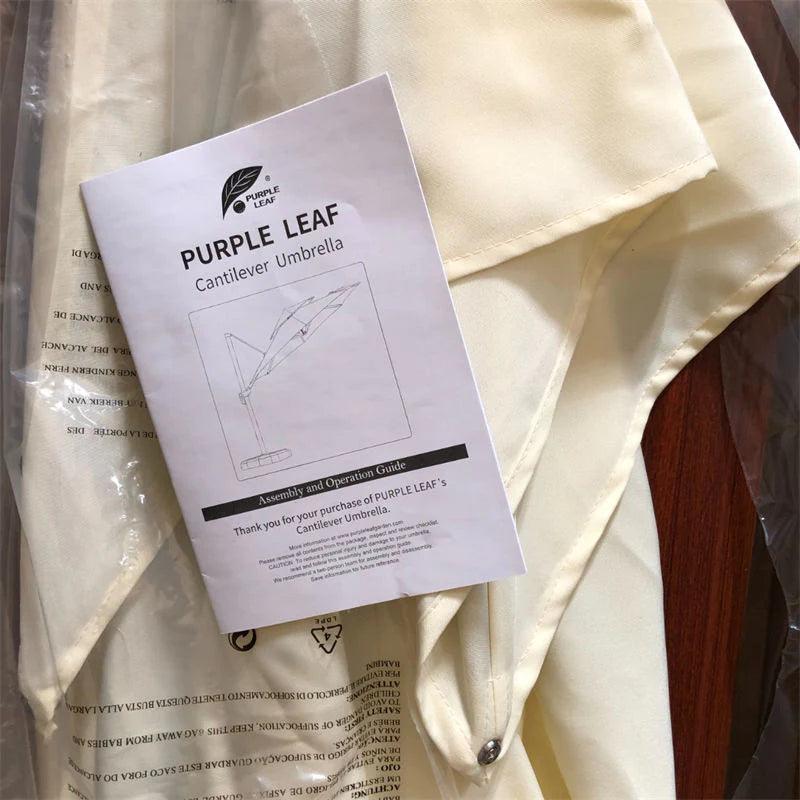 PURPLE LEAF Outdoor Patio Umbrella with Base, Cantilever Umbrellas for Garden, Grey - Image 50