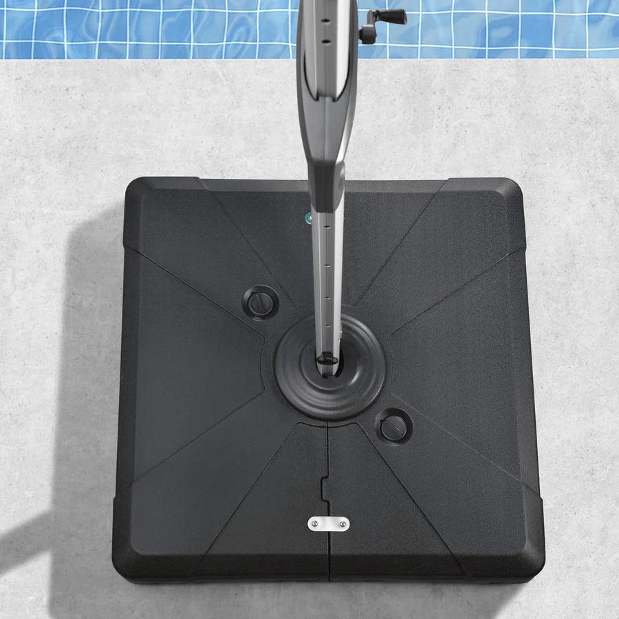 PURPLE LEAF Outdoor Patio Umbrella with Base, Cantilever Umbrellas for Garden, Grey - Image 60