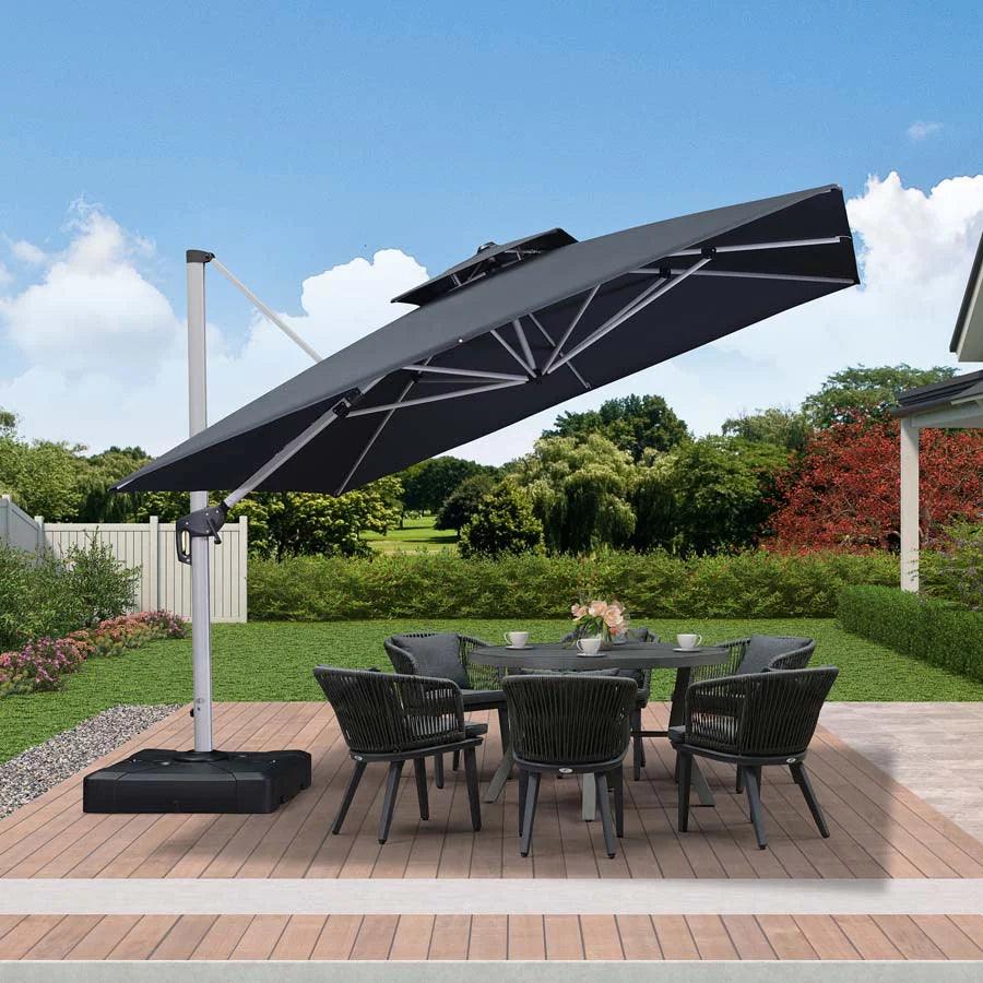 PURPLE LEAF Outdoor Patio Umbrella with Base, Cantilever Umbrellas for Garden, Grey - Image 63