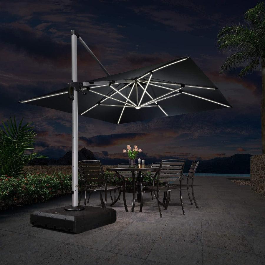 PURPLE LEAF Outdoor Patio Umbrella with Base, Cantilever Umbrellas for Garden, Grey - Image 67