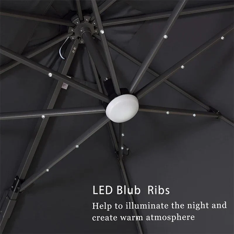 PURPLE LEAF Outdoor Patio Umbrella with Base, Cantilever Umbrellas for Garden, Grey - Image 75