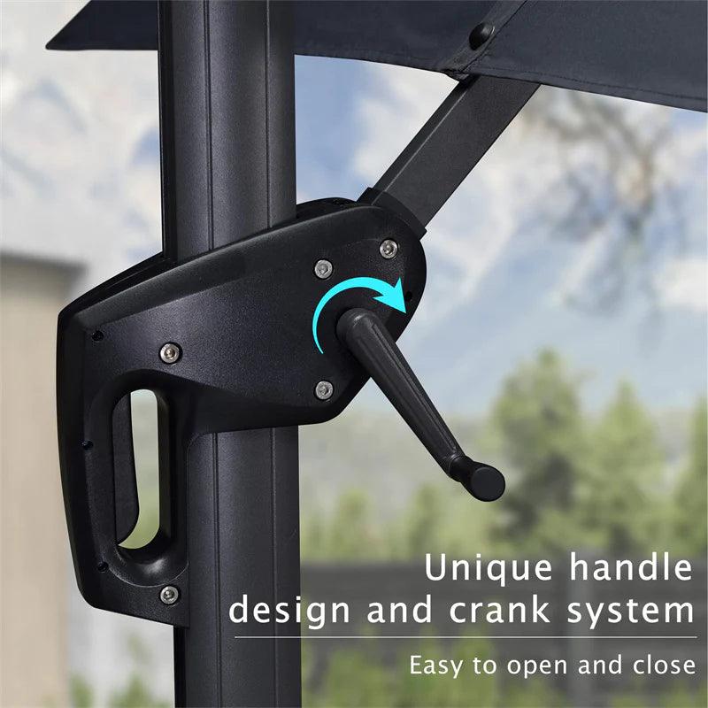 PURPLE LEAF Outdoor Patio Umbrella with Base, Cantilever Umbrellas for Garden, Grey - Image 77