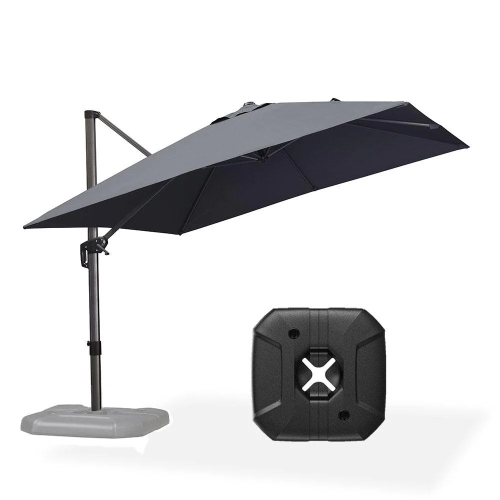 PURPLE LEAF Outdoor Patio Umbrella with Base, Cantilever Umbrellas for Garden, Grey - Image 9