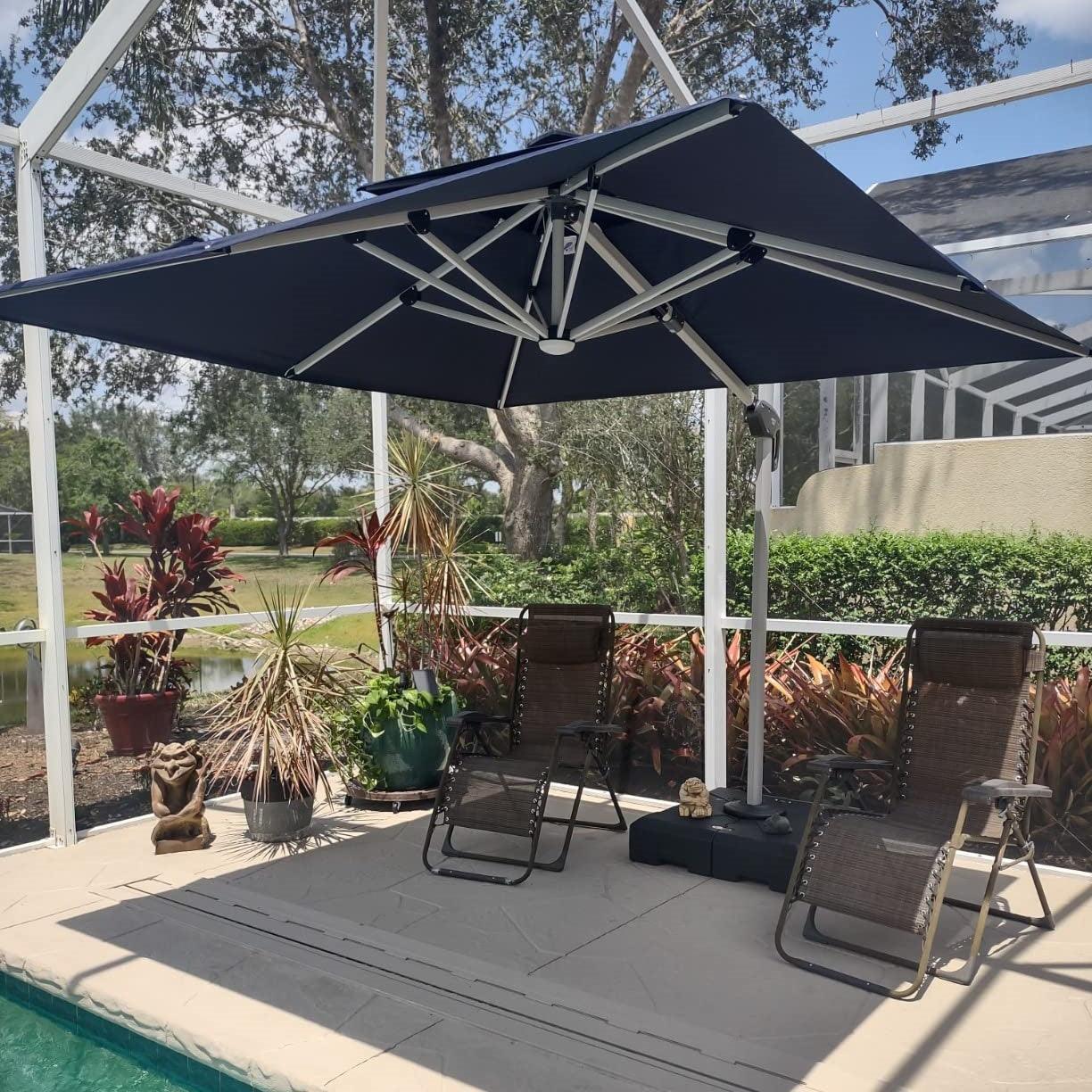 PURPLE LEAF Solar Powered Umbrella LED Rectangular Patio Umbrella with Lights - Image 55