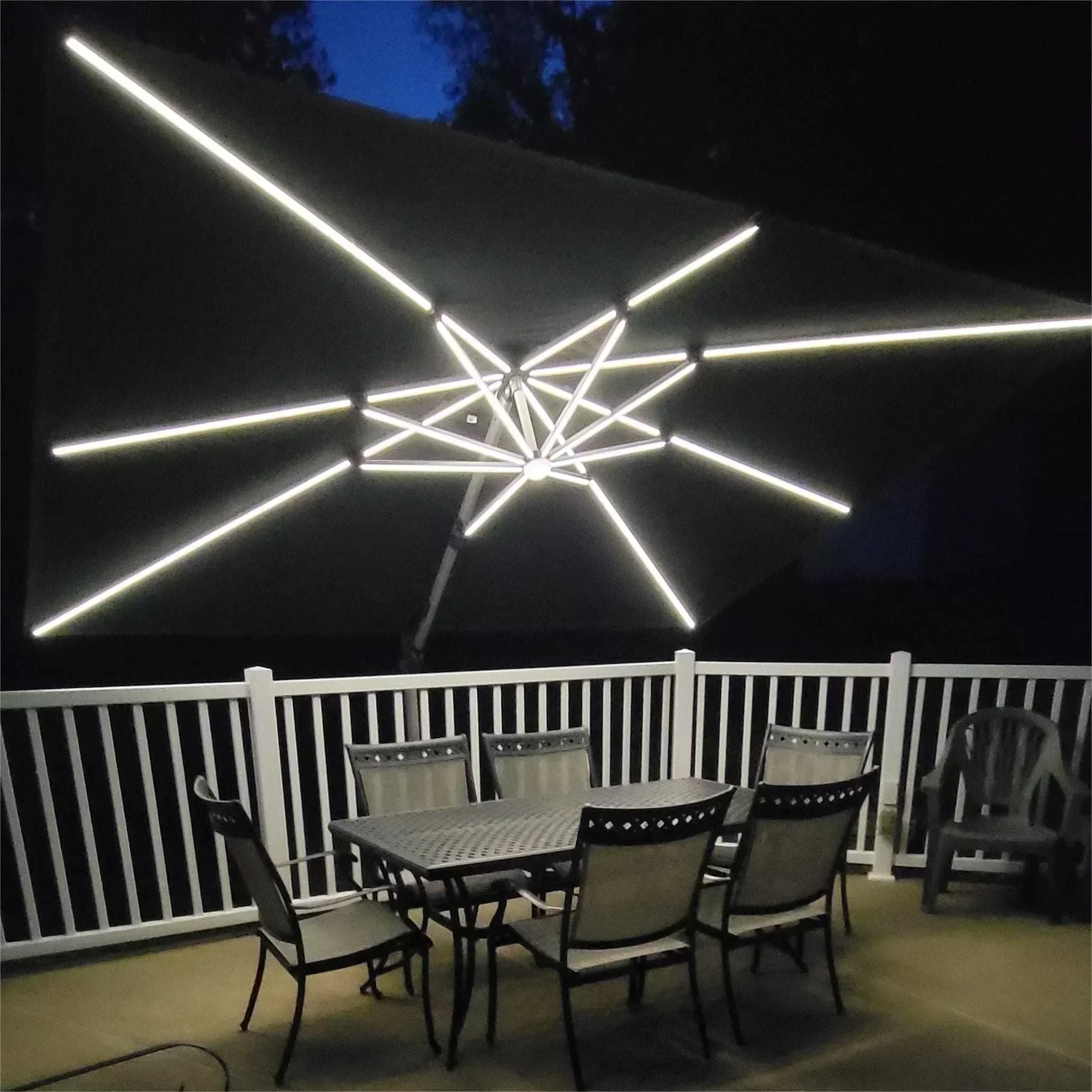 PURPLE LEAF Solar Powered Umbrella LED Rectangular Patio Umbrella with Lights - Image 11