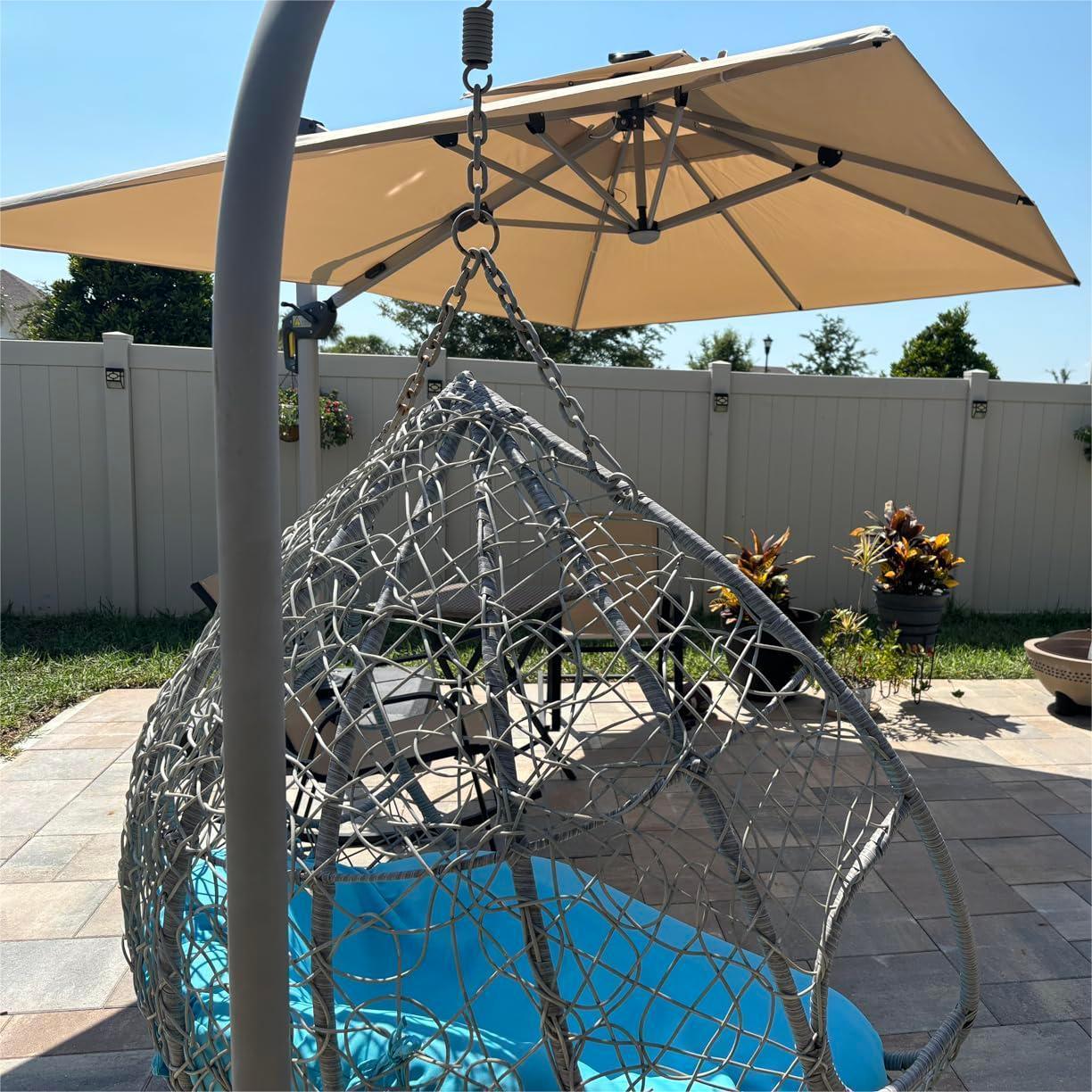 PURPLE LEAF Solar Powered Umbrella LED Rectangular Patio Umbrella with Lights - Image 59