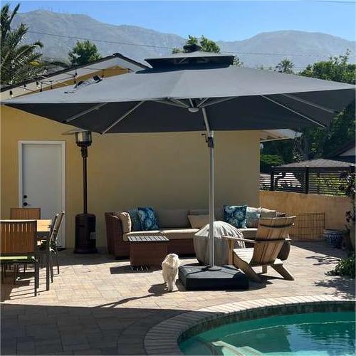 PURPLE LEAF Solar Powered Umbrella LED Rectangular Patio Umbrella with Lights - Image 60