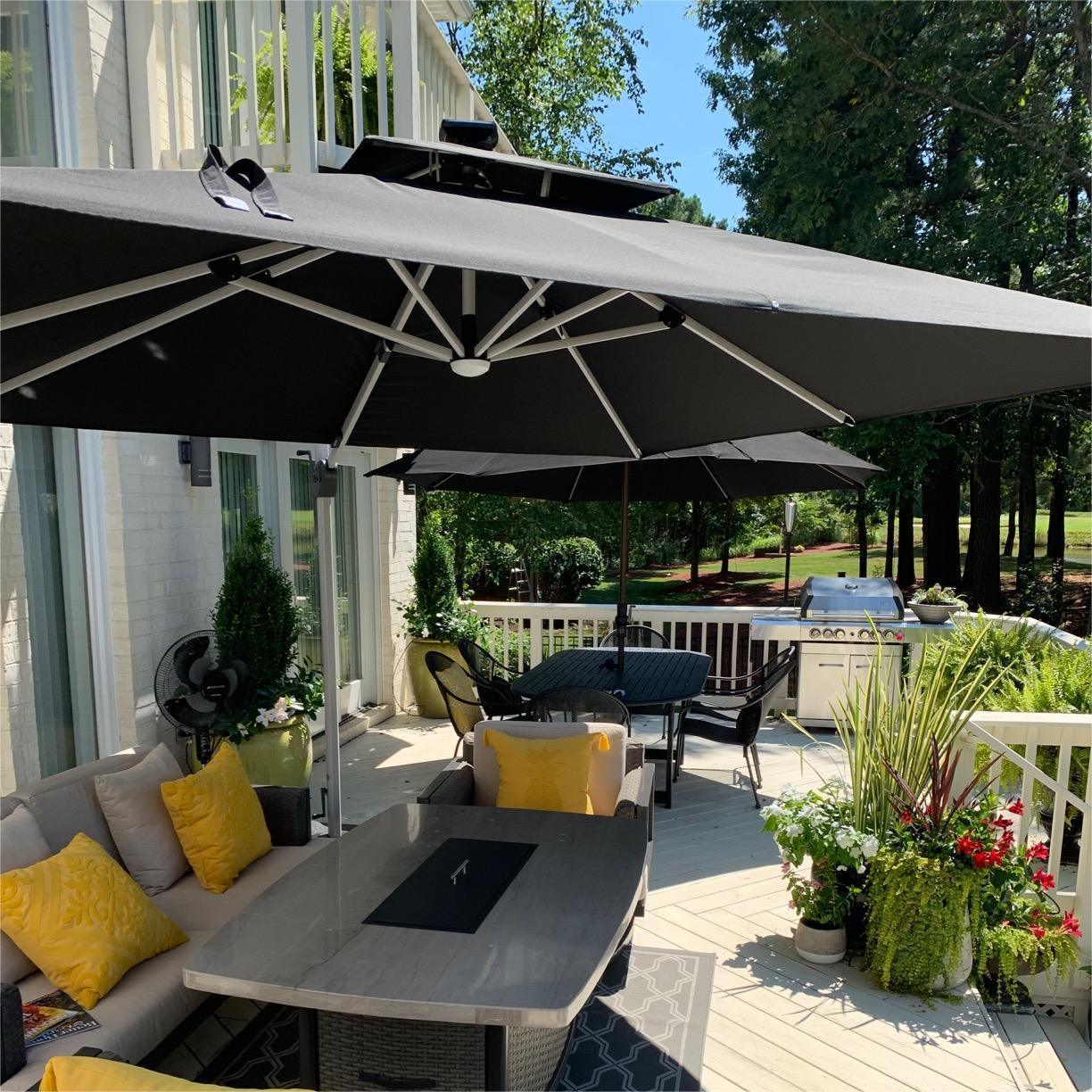 PURPLE LEAF Solar Powered Umbrella LED Rectangular Patio Umbrella with Lights - Image 61