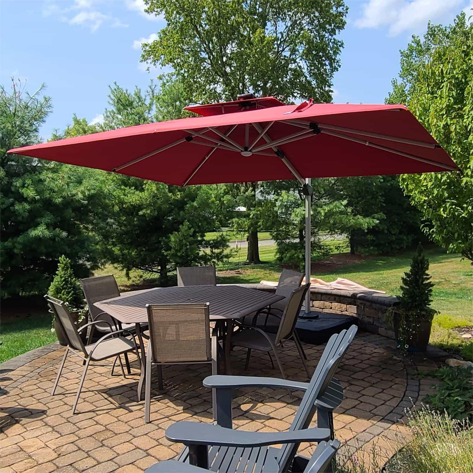 PURPLE LEAF Solar Powered Umbrella LED Rectangular Patio Umbrella with Lights - Image 93