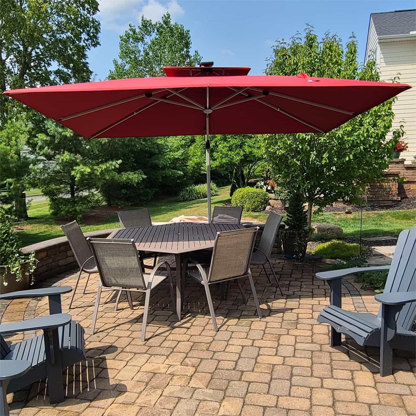 PURPLE LEAF Solar Powered Umbrella LED Rectangular Patio Umbrella with Lights - Image 94