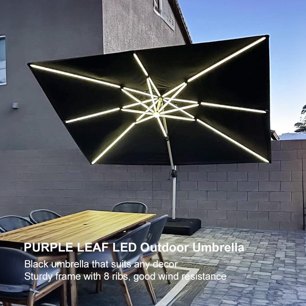 PURPLE LEAF Solar Powered Umbrella LED Rectangular Patio Umbrella with Lights - Image 100