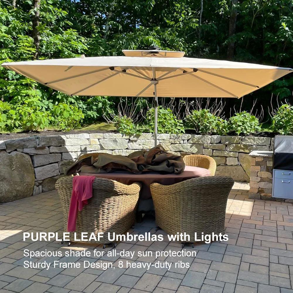 PURPLE LEAF Solar Powered Umbrella LED Rectangular Patio Umbrella with Lights - Image 101