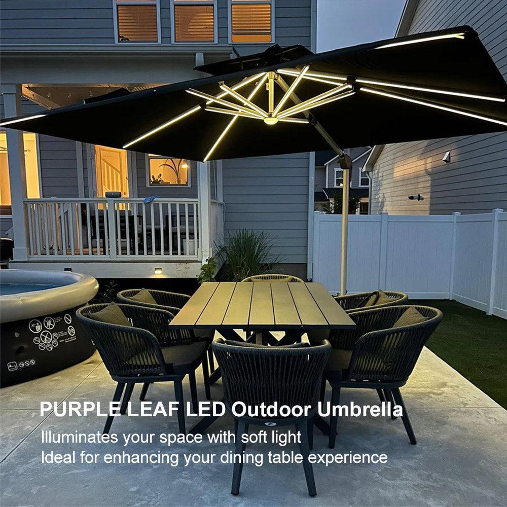 PURPLE LEAF Solar Powered Umbrella LED Rectangular Patio Umbrella with Lights - Image 106