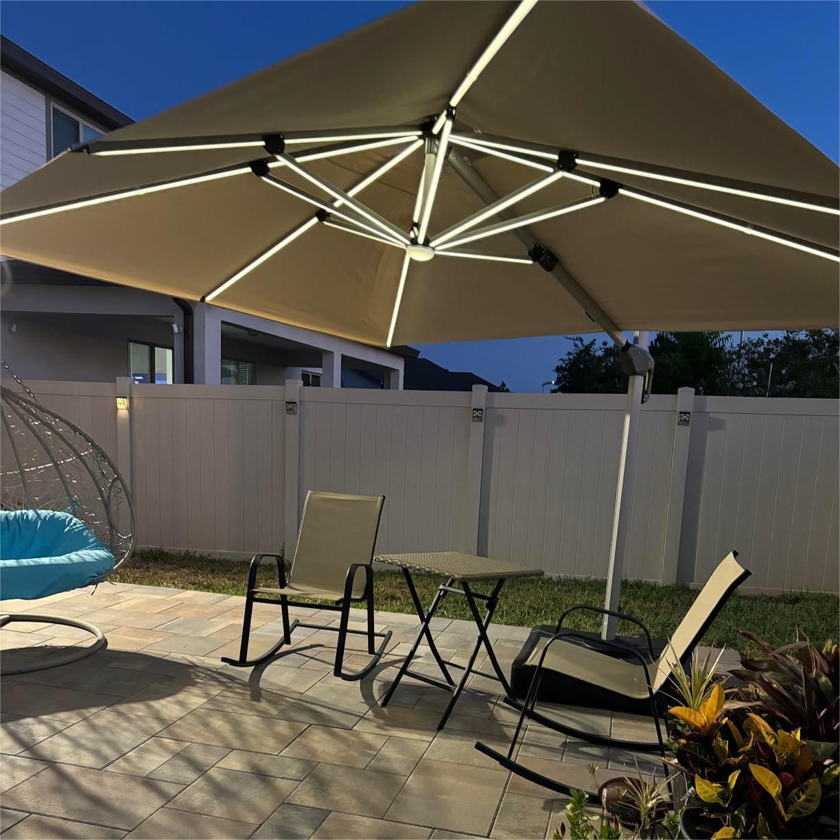 PURPLE LEAF Solar Powered Umbrella LED Rectangular Patio Umbrella with Lights - Image 9