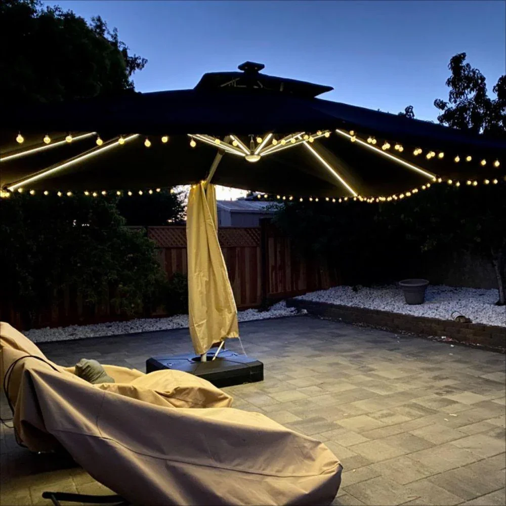 PURPLE LEAF Solar Powered Umbrella LED Rectangular Patio Umbrella with Lights - Image 57