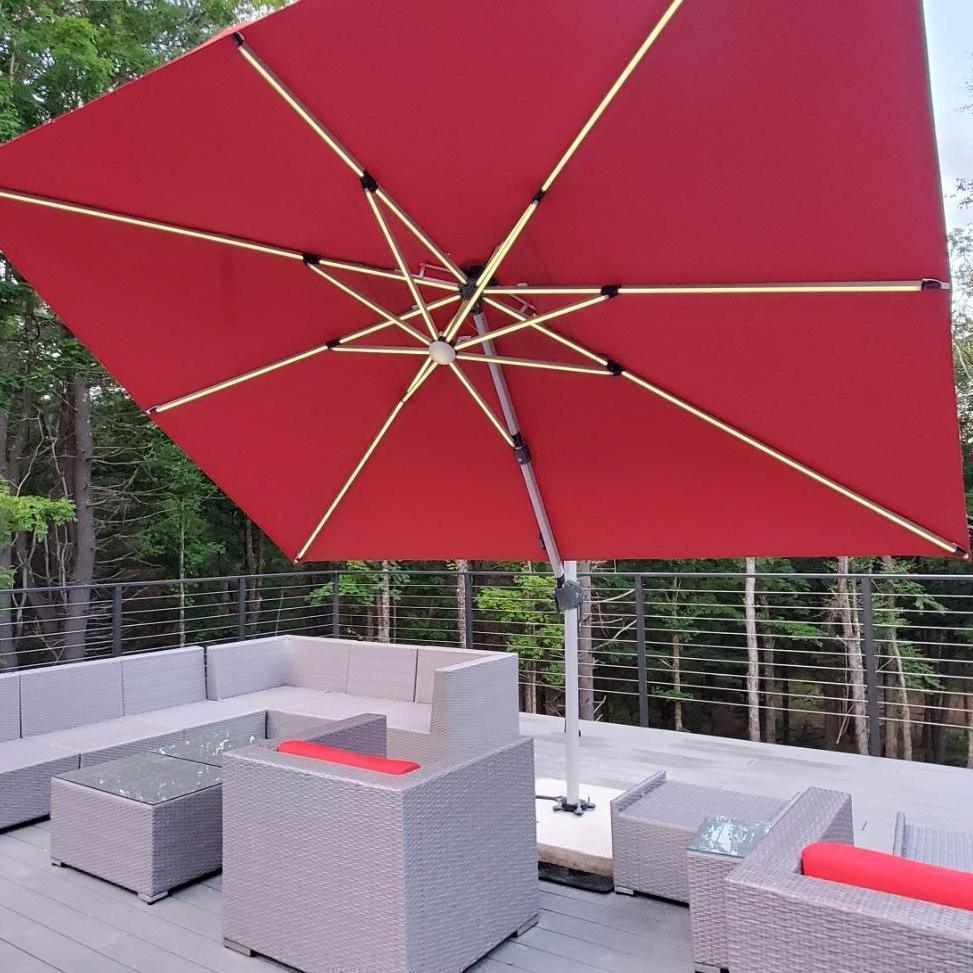 PURPLE LEAF Solar Powered Umbrella LED Rectangular Patio Umbrella with Lights - Image 98