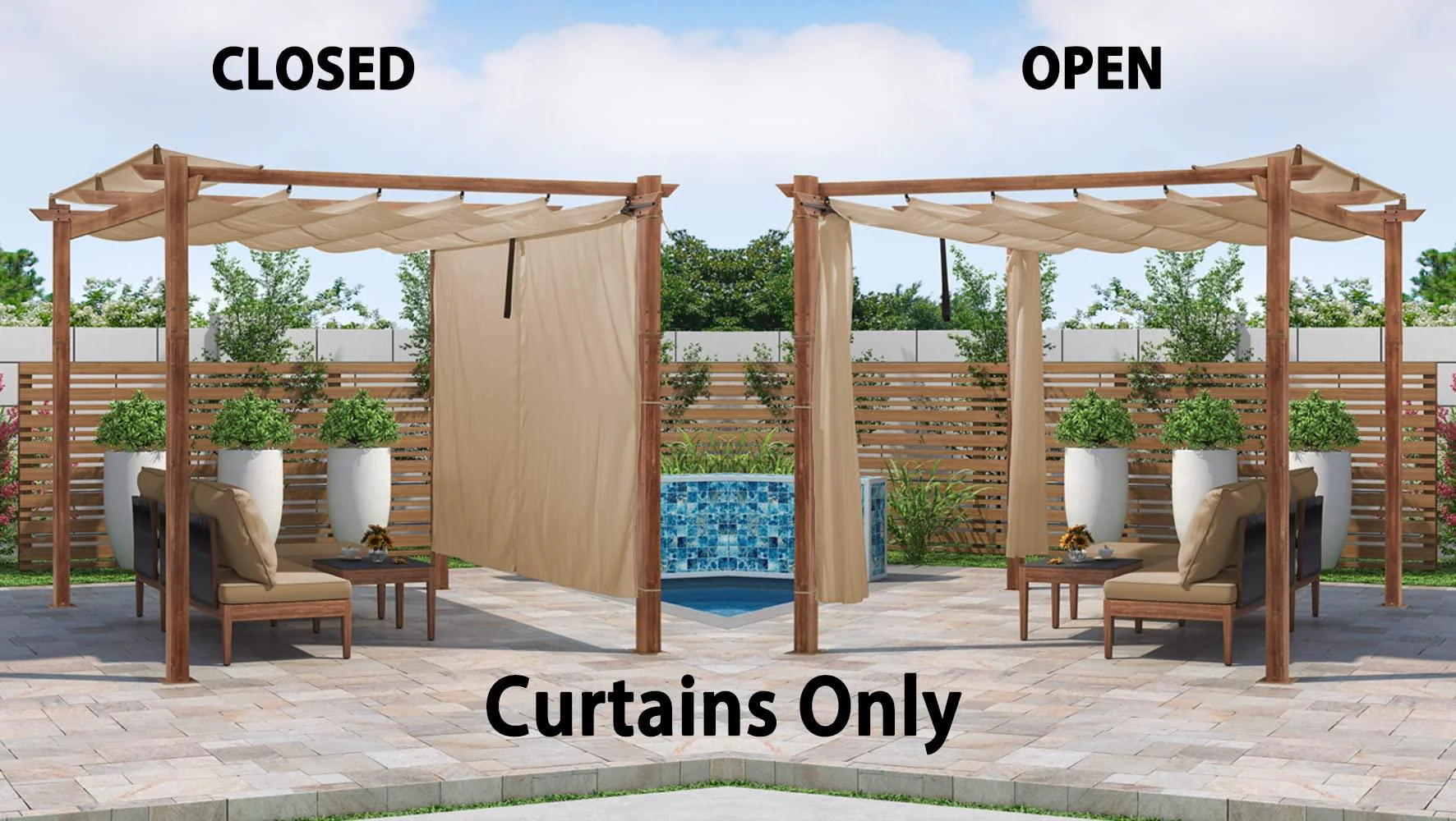 PURPLE LEAF Retractable Outdoor Curtains for Pergola, Gazebo, and More: Enjoy Your Outdoor Space in Comfort - Image 20
